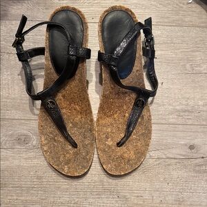 Polo by Ralph Lauren Black Sandals with Cork Footbed